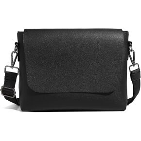 I IHAYNER Leather Flap Messenger Bag for Men Black Small Crossbody Bag Classic Shoulder Bag