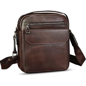 IVTG Genuine Leather Purse and Shoulder Bag for Men Fashion Leather Messenger Bag Handbag Crossbody Satchel Purses Strap