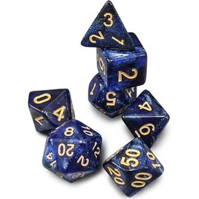 7 PCS DND Dice Set, Polyhedral Dice, D&D Dice Set D20 D12 D10 D% D8 D6 D4, Dark Blue Mix Black for Dungeons and Dragons Dice Det,Suitable for DND RPG MTG Tabletop Games
