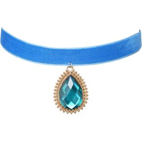 RareLove Blue Rhinestone Teardrop Velvet Blue Choker Necklace for Women Princess Costume Accessories