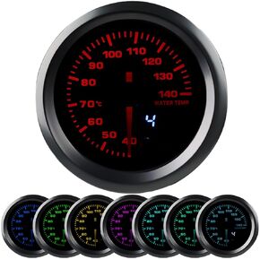 WATERWICH Water Temperature Gauge Water Thermometer Meter Kit 7 Color 40-140 Celsius 2-1/16" 52mm for Boat Marine Car Auto Truck