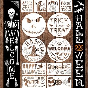 Halloween Stencils for Painting Large Skeleton Stencil Happy Halloween Templates for Porch Sign Door Hanger Wood Crafts Decor