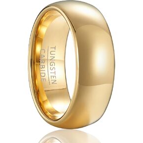 Fashionable, simple and classic tungsten steel ring, 8mm wide, curved, smooth and shiny, men's and women's wedding rings, couple jewelry, holiday gifts