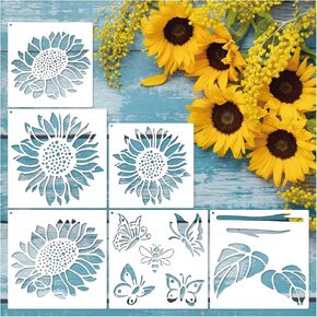 Large Stencils for Painting on Wood Fence Giant Wall Stencils Reusable Templates for Garden Fence Window Wall Furniture Mural (Sunflower)