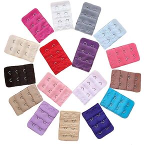 Boolavard ® 12 pcs Assorted Colors Women 2-Hook 3 Rows Spacing Bra Extender Strap TM.