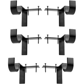 6Pcs Easy Curtain Rod Brackets No Drill Heavy Duty Curtain Rod Hooks for 1.18 Inch Drapes Rod, Curtain Rod Hangers Bracket Tap Right Into Window Frame