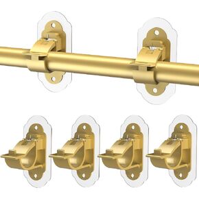 No Drill Needed Curtain Rod Holders, Self Adhesive Rod Brackets, Multipurpose Stick on Curtain Rod Holder，Curtain Rod Hooks，nailless Curtain Rod Holders，for Bathroom Motor Home Kitchen ETS（4pcs Gold）