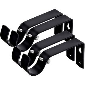 Fix Curtain Rod Bracket Set of 4 for 7/8 Or 1 Inch Rods - Black