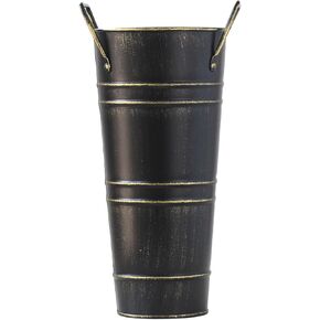MEELYHOMEZQA Umbrella Storage Bucket Metal Umbrella Stand Holder Decorative Vase Flowerpot Rack for Home Living Room Office Decor, 7.5x25.5cm, Black
