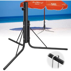DIIG Ubrella Stand Outdoor Base,1.4inch Diameter Metal Triangular Base with Adjustable Buttons for Beach Yard Lawn