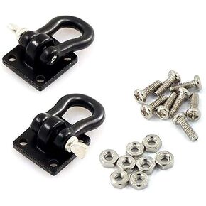 LAFEINA 2PCS Trailer Towing Buckle Tow Hooks D Shackles for 1/10 RC Car Truck Climbing Car (Red)