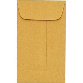 LUXPaper #00 Coin Envelopes | 1 11/16'' x 2 3/4'' | Brown Kraft | 24lb. Text | 50 Qty