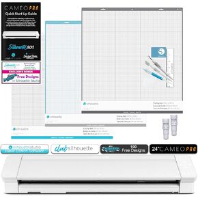 Silhouette Cameo 4 Pro Bundle with 4 Mats, 2 Autoblades, Deluxe Vinyl Tool Kit, and Guide to Silhouette 101 with Bonus Designs