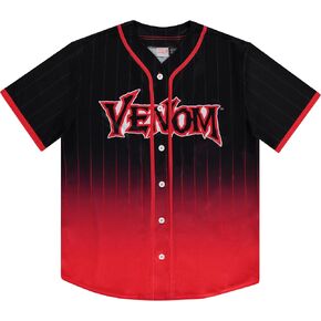 Marvel Venom Men's Mesh Baseball Jersey - Eddie Brock, Flash Thompson, Mac Gargan - Mesh Button Down Baseball Jersey
