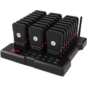 AGJ Restaurant Pager Wireless Calling System Waterproof 24 Beepers Guest Customer Queue Pagers for Food Court Food Truck Church Nursery Clinic Coffee Shop with Buzzer Vibration Flash
