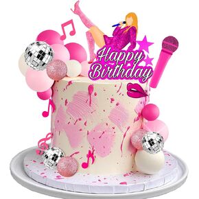 DRWATE 26 PCS Music Cake Toppers Pink Girl Birthday Cake Topper and Disco cake topper for Music Birthday Party Decorations Supplies (1)