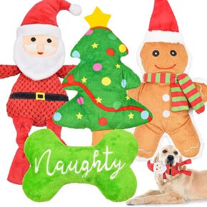 LECHONG 5 Pack Tough Dog Toys Stuffed Squeaky Dog Toys Assortment Plush Animal Dog Toy Value Bundle Puppy Pet Dog Toys for Small Medium Large Dogs
