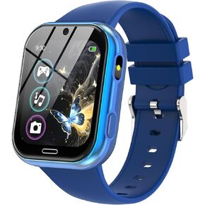 Smart Watch for Kids Suitable for Boys and Girls 4-12 Years with 19 Games Camera Video Music Alarm Clock Audiobook Learn Card Calculator Educational Kids Smartwatch Toys Birthday Idea(Blue)