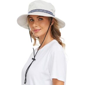 valeria Sun Hat with Tyrolean Tape Water-Repellent UV Protection Safari Hat for Women Outdoor Hat Size Adjustable