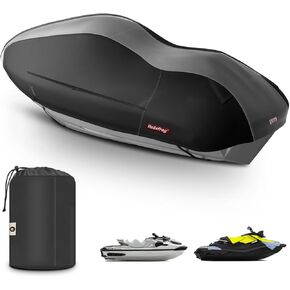Rosefray Jet Ski Cover PWC Cover 1-3 Seats ，Waterproof UV Resistant Fits for Yamaha Sea-Doo Kawasaki up to 100~135" Black/Gray