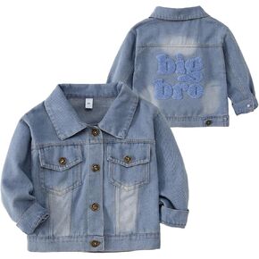 CM C&M WODRO Toddler Boys Girls Denim Jacket Big Brother Sister Embroidery Kids Jeans Jacket Top Button Down Coat Outerwear