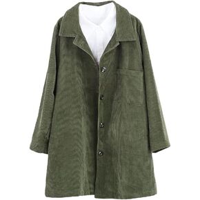 Minibee Women's Corduroy Shacket Jacket Button Down Shirts Fall Long Sleeve Coat with Pockets in Kuwait