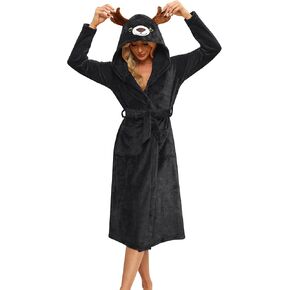 Ekouaer Women's Robe Cute Animal Bathrobes Full Length Soft House Coat with Hood for Adult S-XXL