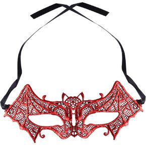 Healifty 1 Pc Hot Red Lace Bat Eye Mask Red for Women Mardi Gras for Women Masquerade for Couples Masquerade Red Lace Eye Party Half Face Masquerade Mask Bat Mask Halloween Mascara Miss