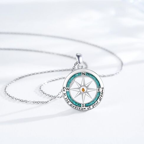 Midir&Etain Compass Necklace 925 Sterling Silver Mustard Seed Pendant Necklace Christian Compass Jewelry Inspirational Gift for Women Men in Saudi Arabia