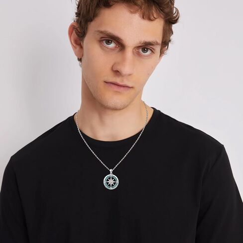 Midir&Etain Compass Necklace 925 Sterling Silver Mustard Seed Pendant Necklace Christian Compass Jewelry Inspirational Gift for Women Men in Saudi Arabia