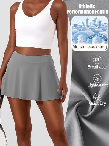 Women Tennis Skirt Pleated Tennis Skirt High Waist Golf Skort with Pocket for Athletic Running Pickleball Casual in Saudi Arabia