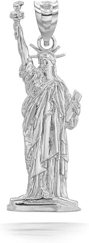 Flame Statue Of Liberty New York in Solid Sterling Silver Pendant Necklace and Pendant Only in Saudi Arabia