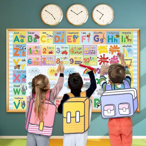 Toddlers Educational Backdrop ABC Alphabet Numbers Animals Rainbow Color Learning Backdrop Kindergarten Homeschool Supplies Preschool Classroom Decorations 70.8 x 43.3 inch in Saudi Arabia