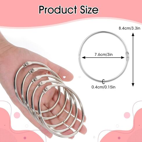 30 Pack Loose Leaf Binder Rings 3 Inch Binder Rings Metal Book Rings Heavy Duty Steel Office Book Rings for Paper Rings, Keychain Key Rings, Metal Rings for Index Cards for Home, School, and Office in Saudi Arabia