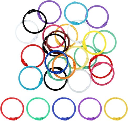 20 Pack Colorful Loose Leaf Binder Rings, 1 Inch Office Book Rings Metal Book Ring for Index Cards Paper Binder Rings Notebook Rings Keychain Key Rings for Home Office School, Assorted Colors in Saudi Arabia