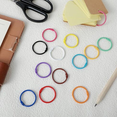 20 Pack Colorful Loose Leaf Binder Rings, 1 Inch Office Book Rings Metal Book Ring for Index Cards Paper Binder Rings Notebook Rings Keychain Key Rings for Home Office School, Assorted Colors in Saudi Arabia