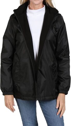 سترة المطر النسائية من توتس مع معطف المطر بغطاء للرأس للنساء، معاطف نسائية مقاومة للماء، أسود، 3X in Kuwait