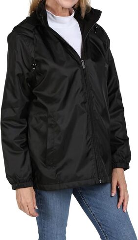 سترة المطر النسائية من توتس مع معطف المطر بغطاء للرأس للنساء، معاطف نسائية مقاومة للماء، أسود، 3X in Kuwait