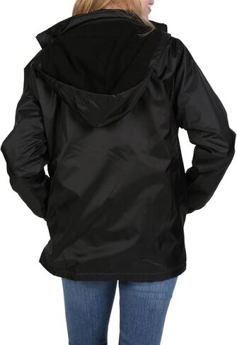 سترة المطر النسائية من توتس مع معطف المطر بغطاء للرأس للنساء، معاطف نسائية مقاومة للماء، أسود، 3X in Kuwait