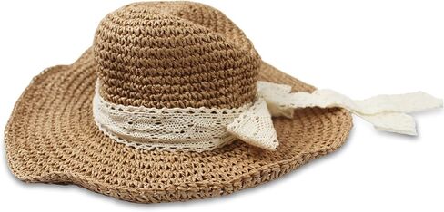 Straw Hat - 100% Straw, Wide Brim, UV UPF 50+ Protection Sun Hats for Women - Lightweight Sun Hat for Beach & Summer in Saudi Arabia