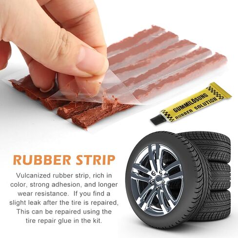 طقم إصلاح الإطارات 49 قطعة، مجموعة سدادات الإطارات شديدة التحمل، أدوات إصلاح الإطارات العالمية لإصلاح الثقوب وتوصيل مجموعة رقعة مسطحة للسيارة، الجيب، الشاحنة، الدراجة النارية، الجرار، ARB، ATV، SUV، RV in Kuwait