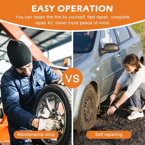 طقم إصلاح الإطارات 49 قطعة، مجموعة سدادات الإطارات شديدة التحمل، أدوات إصلاح الإطارات العالمية لإصلاح الثقوب وتوصيل مجموعة رقعة مسطحة للسيارة، الجيب، الشاحنة، الدراجة النارية، الجرار، ARB، ATV، SUV، RV in Kuwait