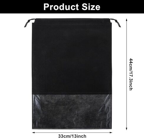 20 PCS Shoe Bags for Travel, Portable Shoe Bags with Clear Window, Large Drawstring Dustproof Travel Shoe Storage Bag for Men & Women, 12.6" X 17.3", Black in Saudi Arabia
