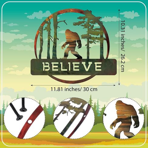 Tandefio Bigfoot Believe Wall Art Decor Bigfoot Gifts for Man Sasquatch Statue Vintage Metal Sasquatch Wall Sign Indoor Outdoor Christmas Wall Hanging Ornament Home Garden Yard Decor(Classic Color) in Saudi Arabia
