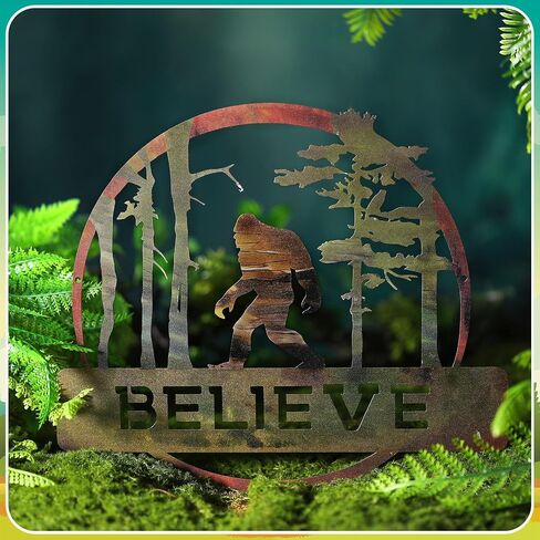 Tandefio Bigfoot Believe Wall Art Decor Bigfoot Gifts for Man Sasquatch Statue Vintage Metal Sasquatch Wall Sign Indoor Outdoor Christmas Wall Hanging Ornament Home Garden Yard Decor(Classic Color) in Saudi Arabia