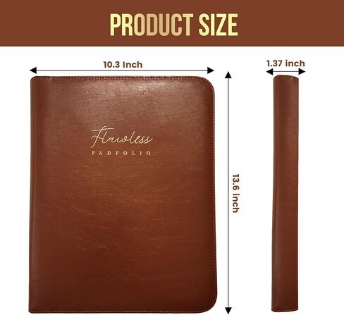 منظم محفظة DARP Padfolio Binder Portfolio، حافظة جلدية مع مفكرة بحجم حرفين إضافيين، حافظة للنساء والرجال، محفظة أنيقة من الجلد الصناعي باللون البني in Kuwait