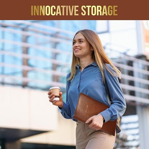 منظم محفظة DARP Padfolio Binder Portfolio، حافظة جلدية مع مفكرة بحجم حرفين إضافيين، حافظة للنساء والرجال، محفظة أنيقة من الجلد الصناعي باللون البني in Kuwait