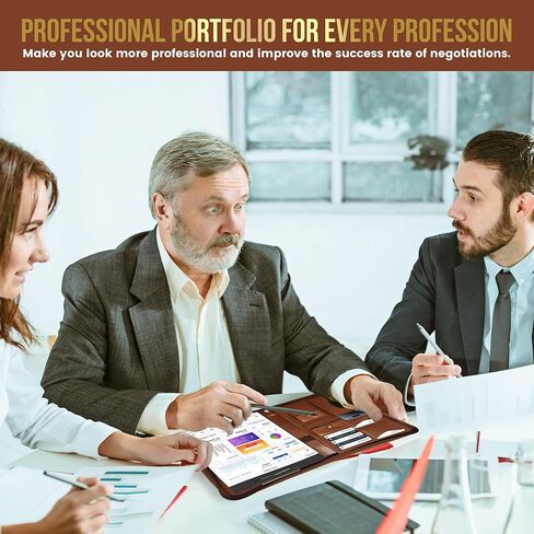منظم محفظة DARP Padfolio Binder Portfolio، حافظة جلدية مع مفكرة بحجم حرفين إضافيين، حافظة للنساء والرجال، محفظة أنيقة من الجلد الصناعي باللون البني in Kuwait