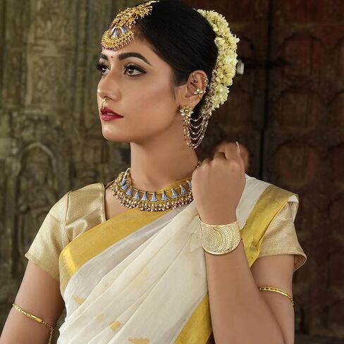 SONNYX 2 PCS Cuff Bangle Bracelets for Women Vintage Ethnic Wide Open Chunky Gold Silver Wrist Cuff Warp Bracelets for Cosplay or Belly Dance in Saudi Arabia