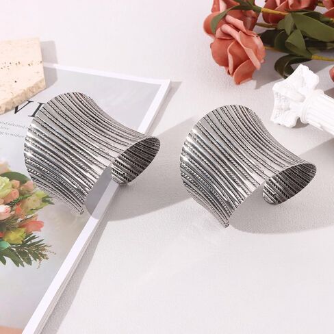 SONNYX 2 PCS Cuff Bangle Bracelets for Women Vintage Ethnic Wide Open Chunky Gold Silver Wrist Cuff Warp Bracelets for Cosplay or Belly Dance in Saudi Arabia